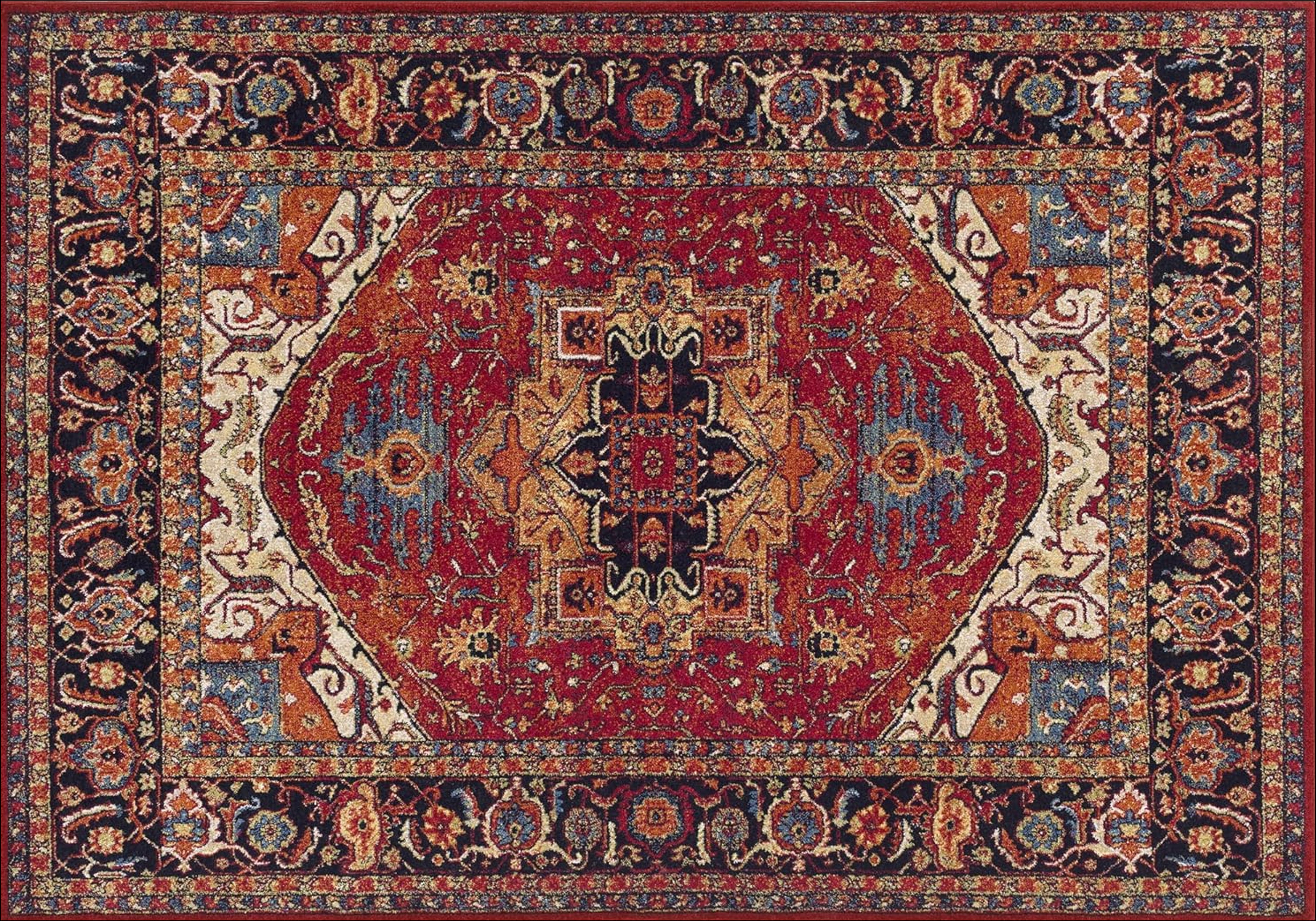 Traditional Persian Printed Carpet - Vintage Floral Design Rug for Living Room & Bedroom
