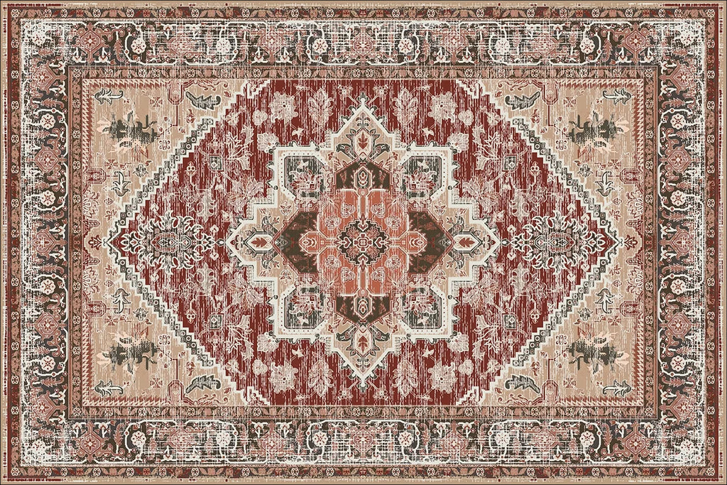 Traditional Persian Printed Carpet – Vintage Floral Rug - Together Carpet