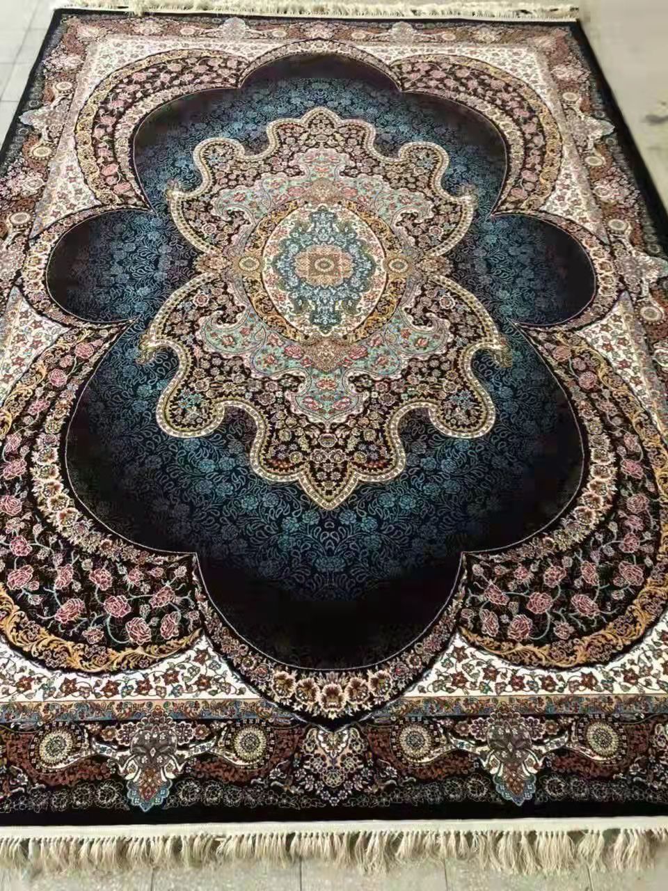 Luxury Persian Style Printed Carpet – Vintage Floral Medallion Rug for Living Room & Bedroom