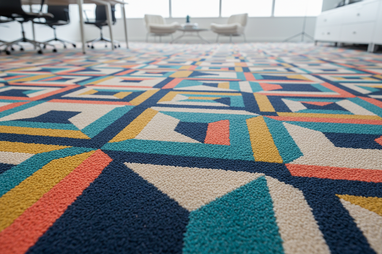 Office Printed Carpet – Commercial Grade Stain Resistant Broadloom | Custom Logos